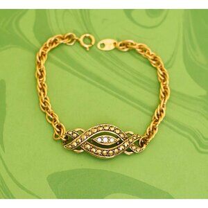 Vintage Victorian Multiple Cable Style Gold Tone Bracelet 7 inch by Avon - W9